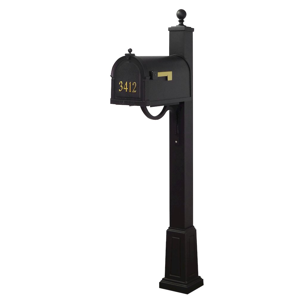 Curbside Mailbox with Front Numbers and Springfield Mailbox Post with Base - Special Lite Products