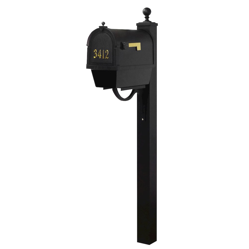 Curbside Mailbox with Front Numbers, Newspaper Tube and Springfield Mailbox Post - Special Lite Products