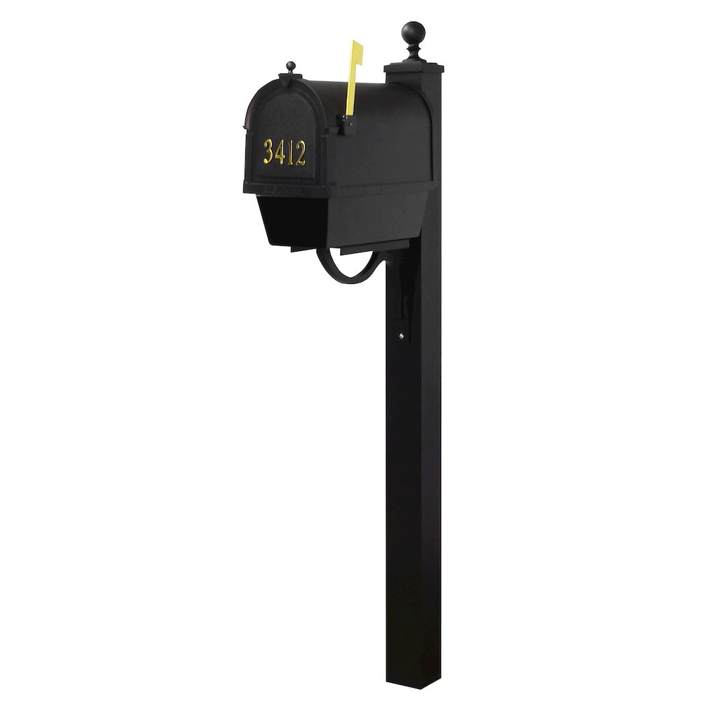 Curbside Mailbox with Front Numbers, Newspaper Tube and Springfield Mailbox Post - Special Lite Products