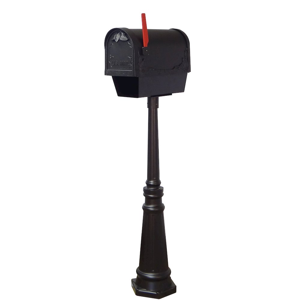 Floral Curbside Mailbox with Newspaper Tube and Tacoma Mailbox Post - Special Lite Products