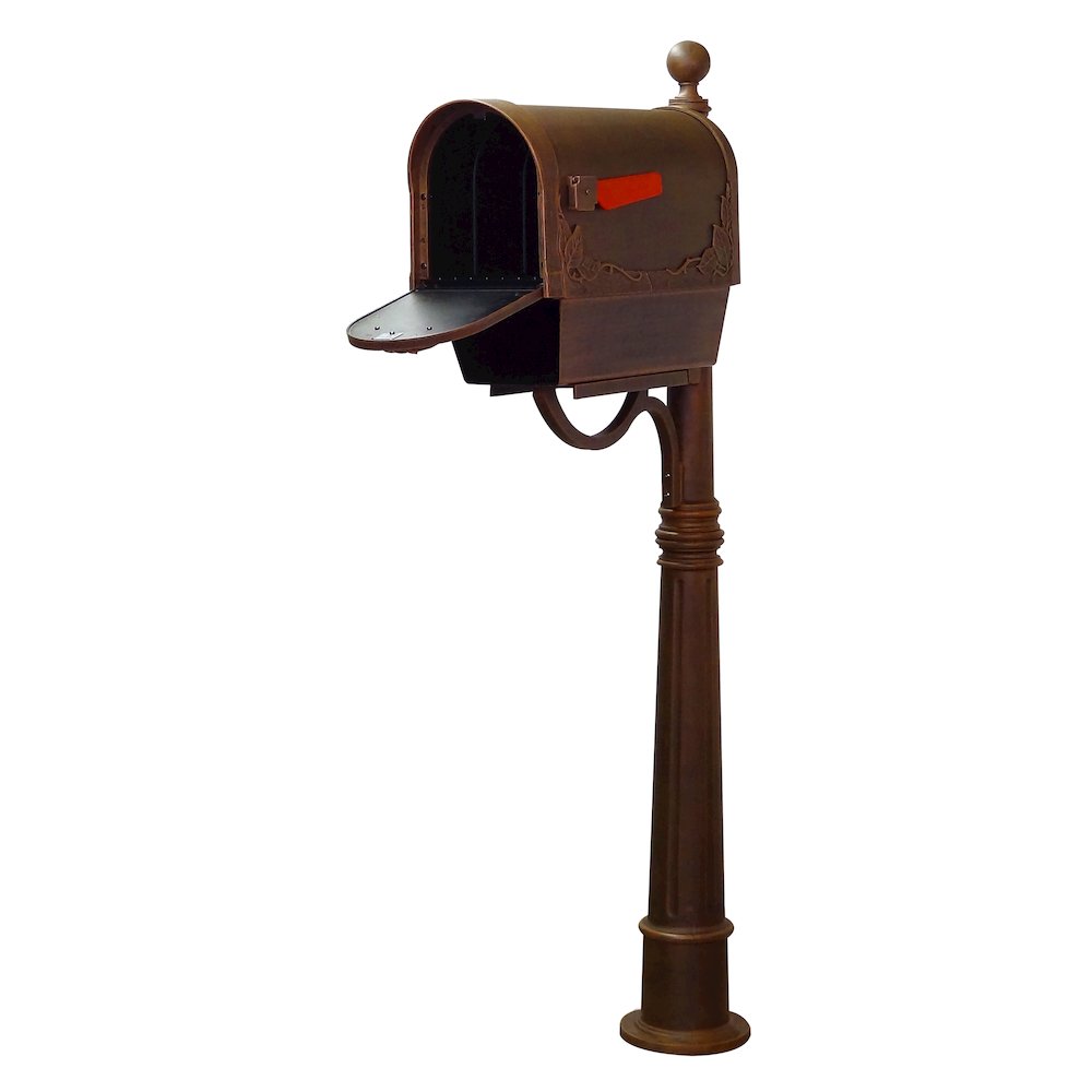 Floral Curbside Mailbox with Newspaper Tube and Ashland Mailbox Post - Special Lite Products