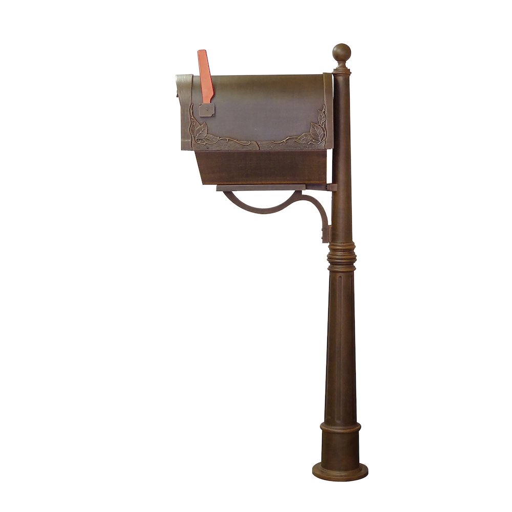Floral Curbside Mailbox with Newspaper Tube and Ashland Mailbox Post - Special Lite Products