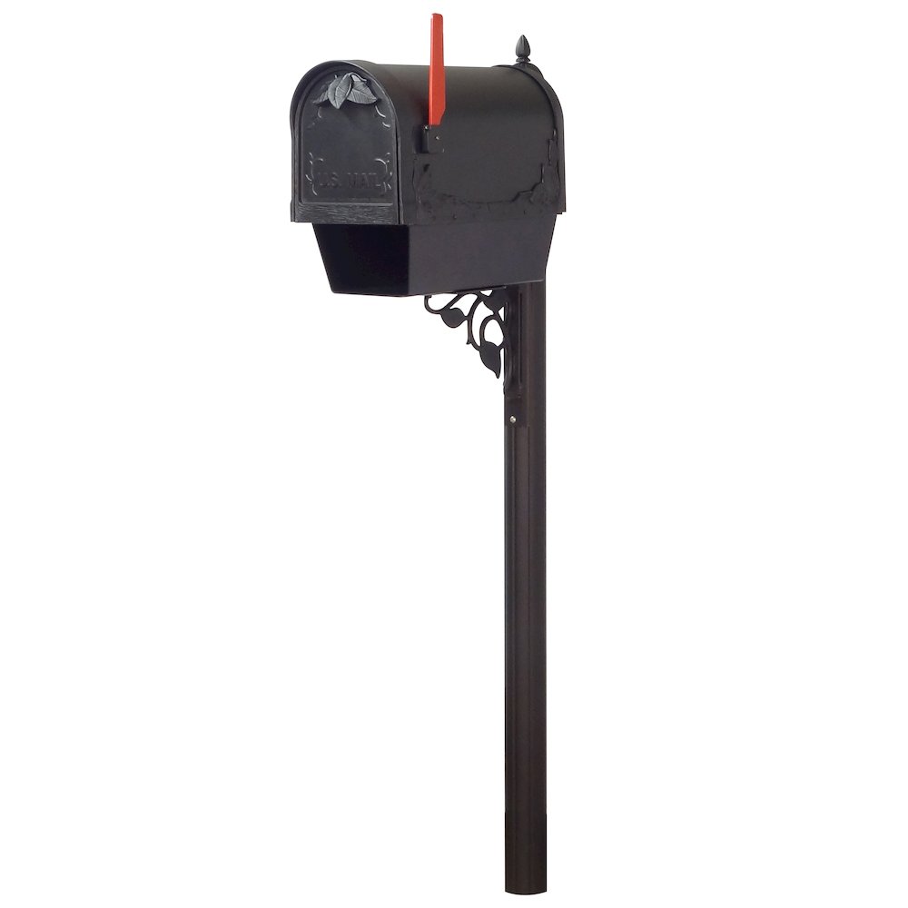 Floral Curbside Mailbox with Newspaper Tube and Albion Mailbox Post - Special Lite Products