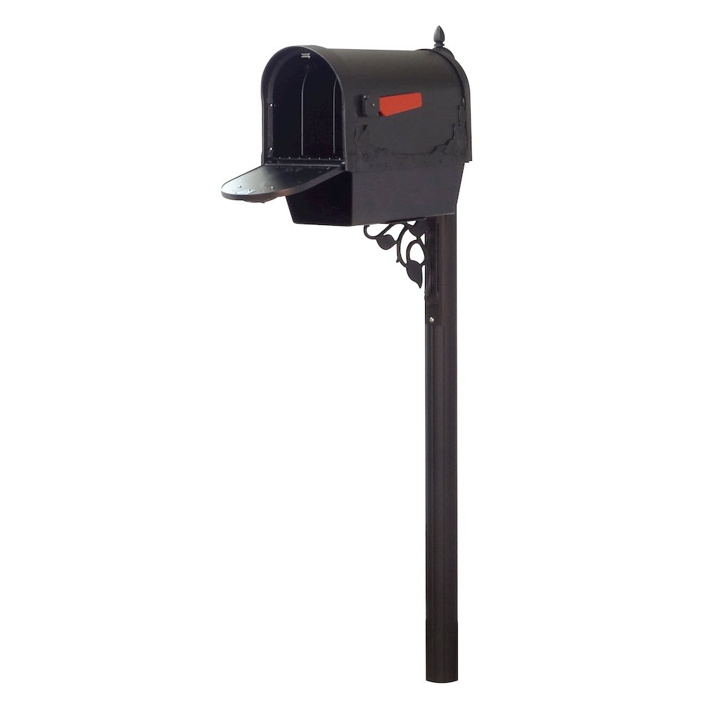 Floral Curbside Mailbox with Newspaper Tube and Albion Mailbox Post - Special Lite Products