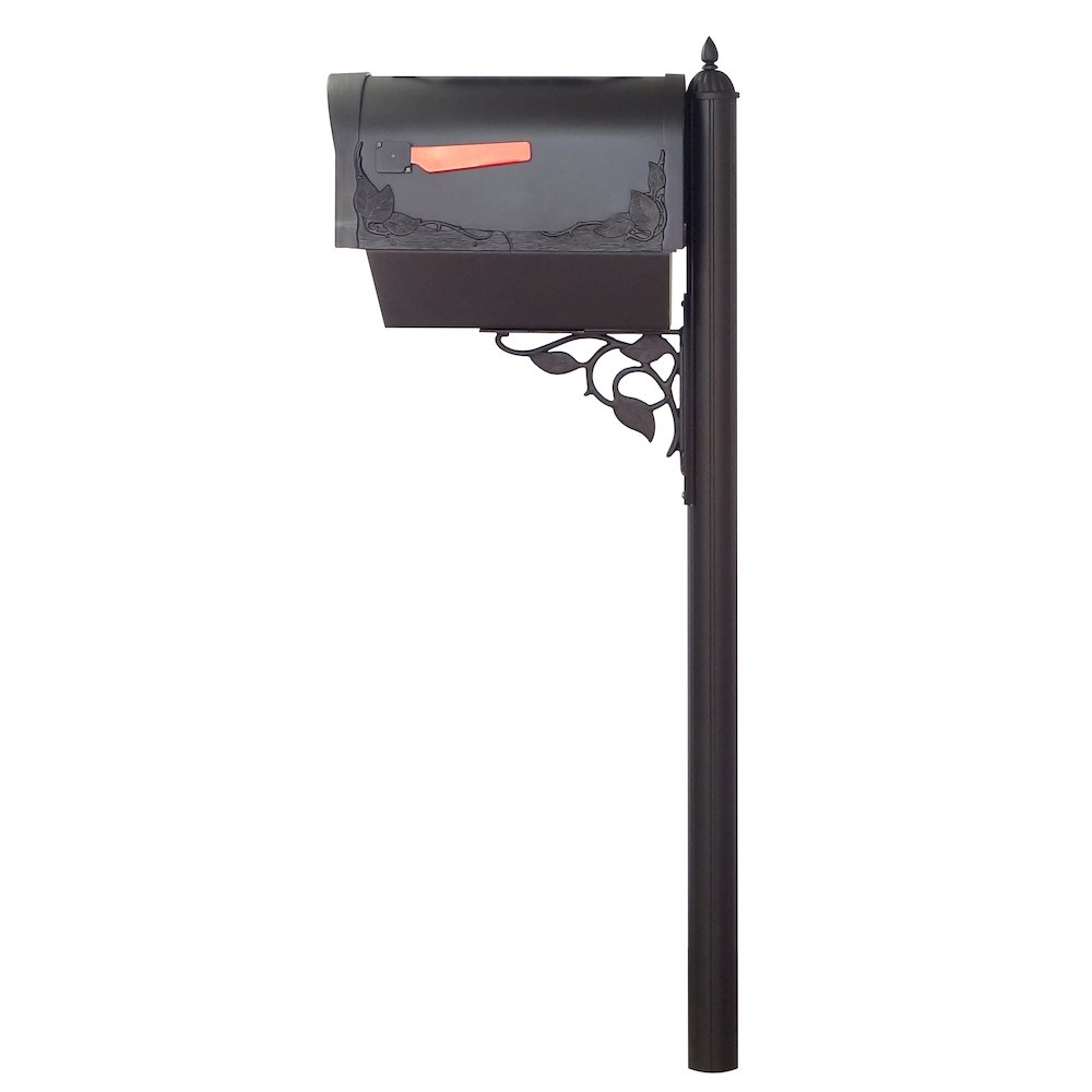 Floral Curbside Mailbox with Newspaper Tube and Albion Mailbox Post - Special Lite Products