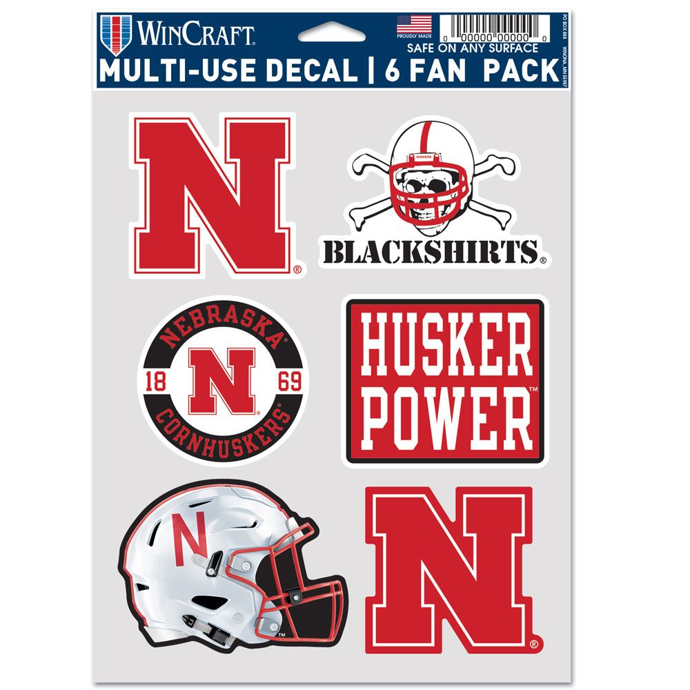 Nebraska Cornhuskers Decal Multi Use Fan 6 Pack - WinCraft