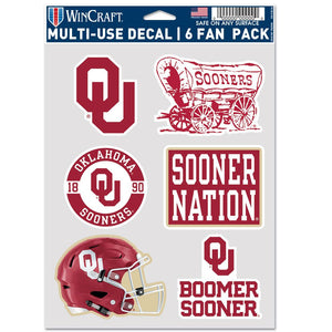 Oklahoma Sooners Decal Multi Use Fan 6 Pack - WinCraft