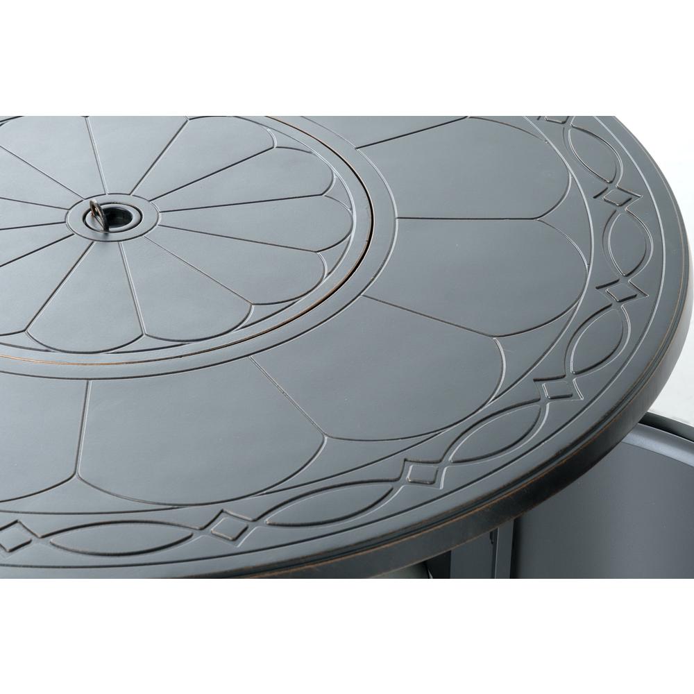 Hartwick 34'' Round Gas Fire Pit Chat Table with Clear Glass Fire Beads - Alfresco Home