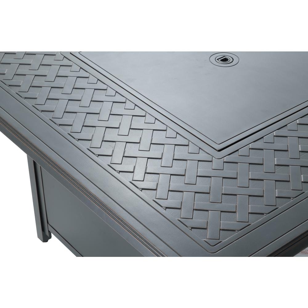 Heron 42'' Square Gas Fire Pit Chat Table with Clear Glass Fire Beads - Alfresco Home