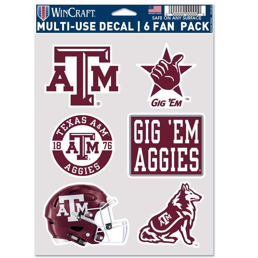 Texas A&M Aggies Decal Multi Use Fan 6 Pack - WinCraft