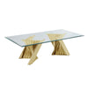 Glass Coffee Table Sets: Coffee Table, 2 End Tables and Console Table with Stainless Steel Gold Base - Best Quality Furniture