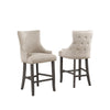 24'' Tufted Linen Bar Stools in Beige (Set of 2), Beige - Best Quality Furniture