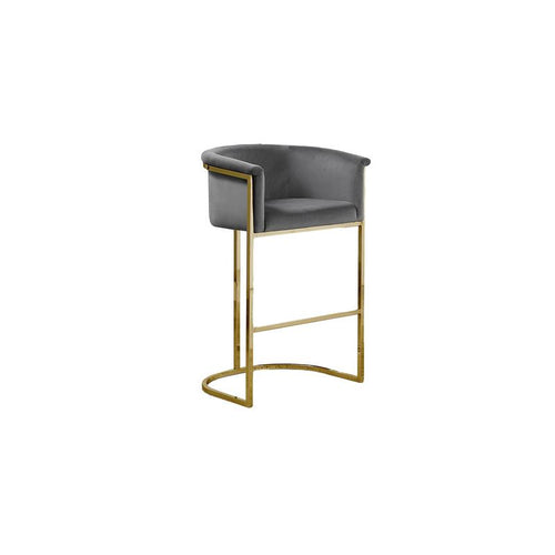 29'' Dark Gray Velvet Upholstered Barstool with Gold Base -Single - Best Quality Furniture