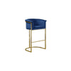 29'' Navy Blue Upholstered Barstool with Gold Base -Single - Best Quality Furniture