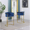 29'' Navy Blue Upholstered Barstool with Gold Base -Single - Best Quality Furniture