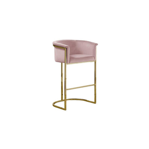 29'' Pink Upholstered Barstool with Gold Base -Single - Best Quality Furniture