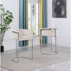 29'' Cream Upholstered Barstool with Silver Base -Single - Best Quality Furniture