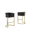 24'' Black Velvet Upholstered Counter Height wih Gold Base Single - Best Quality Furniture