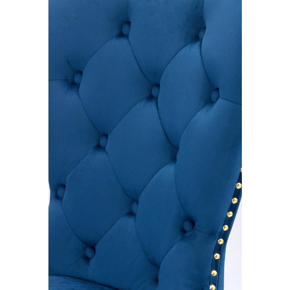 24'' Tufted Velvet Upholstered Bar stool in Oceanic Blue, Set of 2, Oceanic Blue - Best Quality Furniture