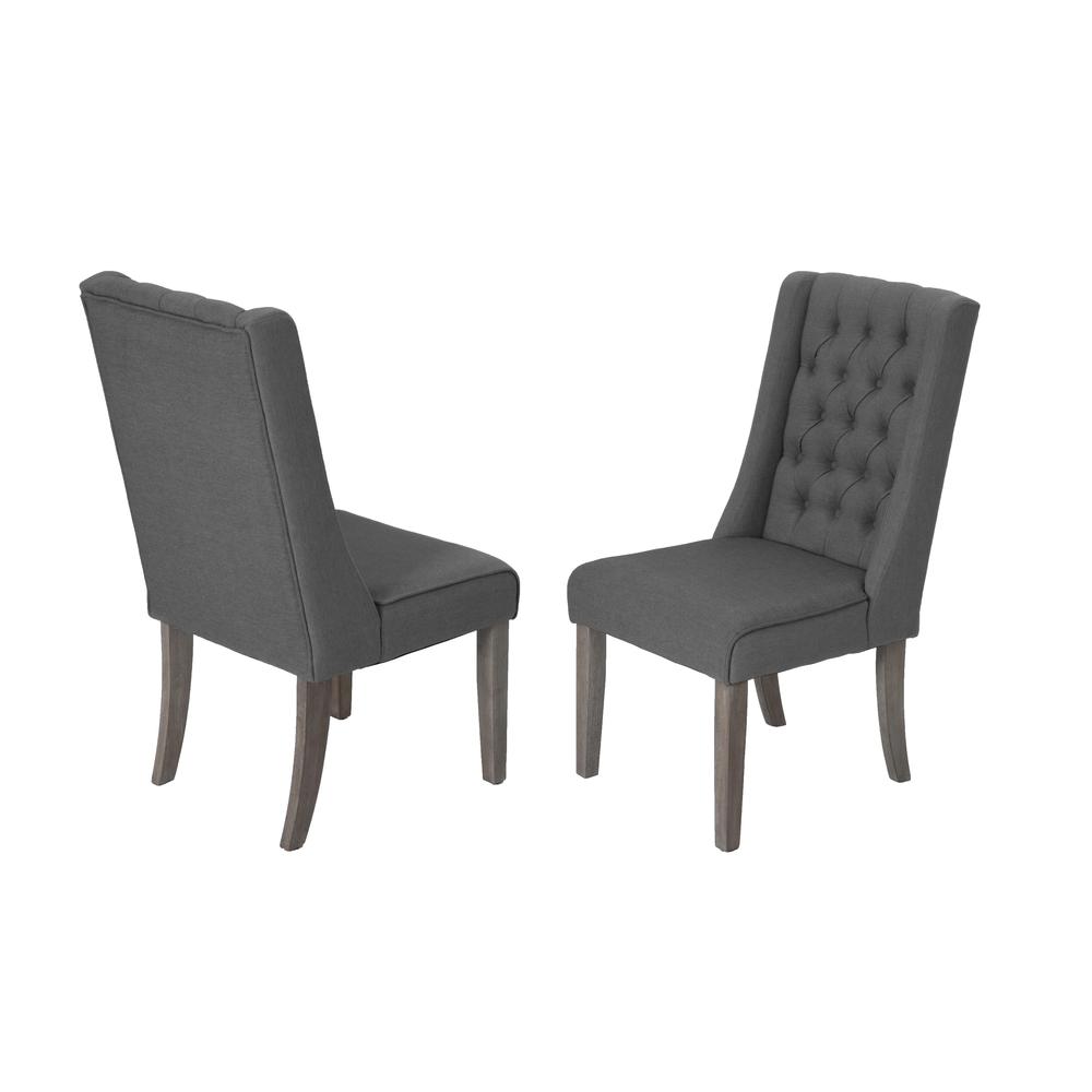 **SET OF 2** Upholstered Side Chairs with Tufted Buttons. Gray - Best Quality Furniture
