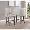 24'' Tufted Linen Bar Stools in Beige (Set of 2), Beige - Best Quality Furniture