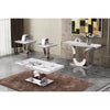 White Marble Coffee Table Set: Coffee Table, 2 End Tables, Console Table w/Stainless Steel U-Base - Best Quality Furniture