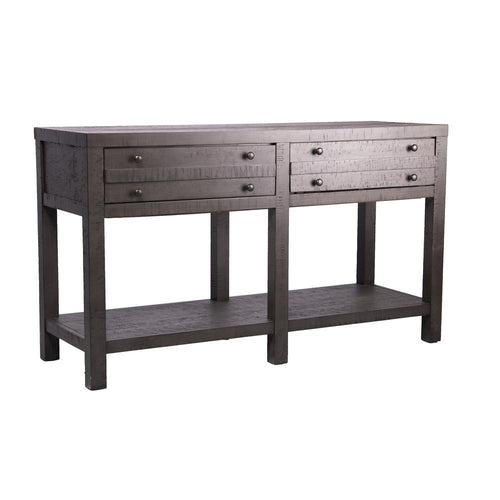 Rustic Style Console Table with Shelf and 2-Drawer Storage, Rustic Dark Grey - Best Quality Furniture