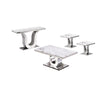 White Marble Coffee Table Set: Coffee Table, 2 End Tables, Console Table w/Stainless Steel U-Base - Best Quality Furniture