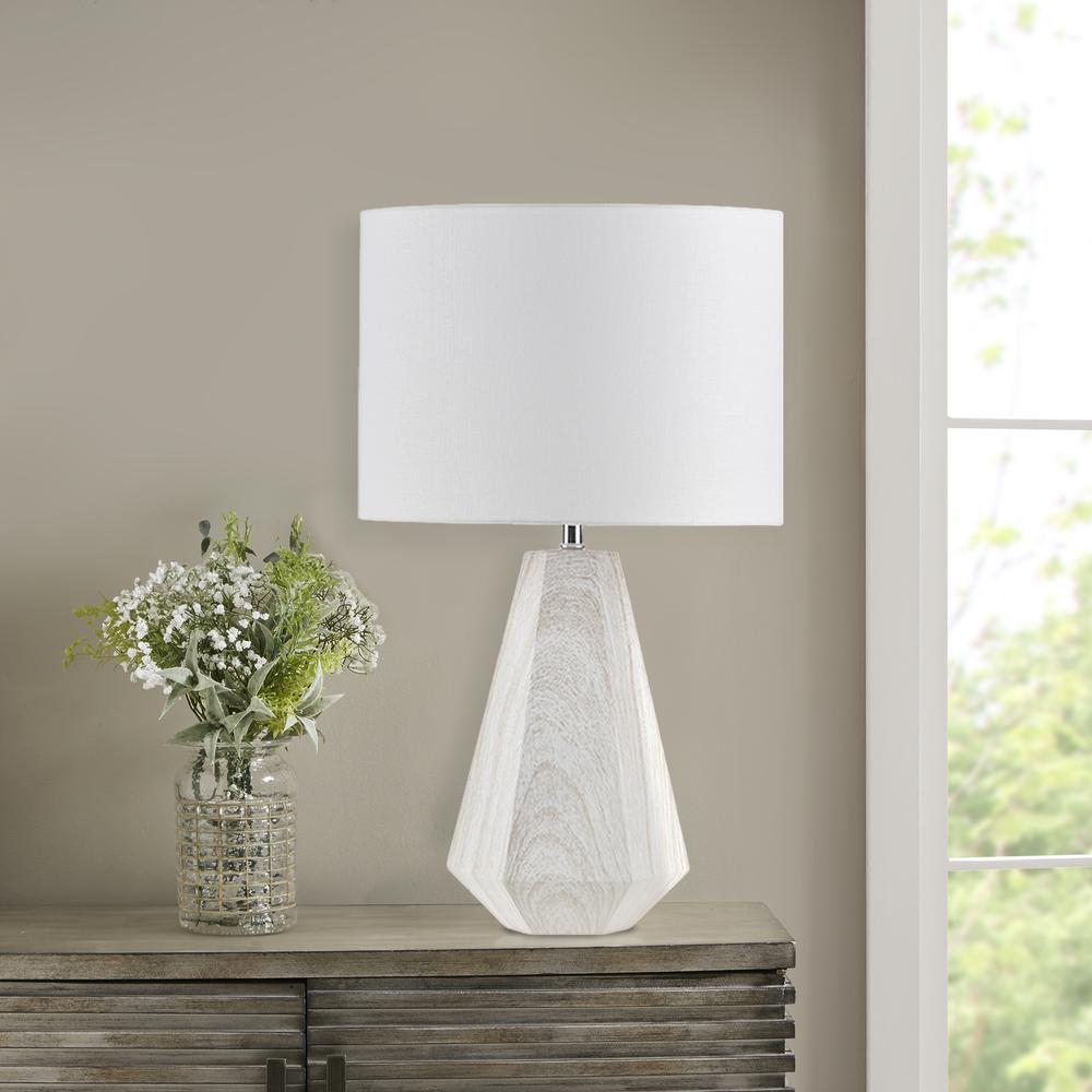 23'' Resin Table Lamp with Faux Wood Texture - INK+IVY