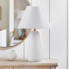 Textured Ceramic Table Lamp with Fluted Fabric Shade - INK+IVY