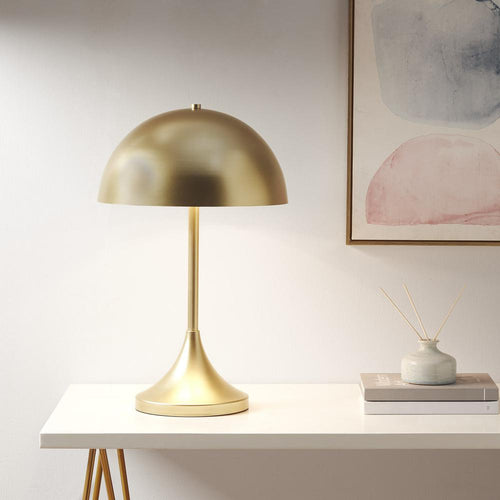 Dome-Shaped 2-Light Metal Table Lamp - INK+IVY