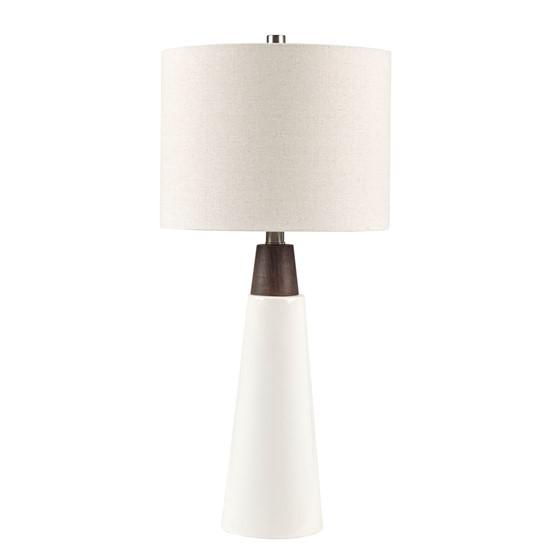 Tristan Ceramic with Wood Table Lamp - INK+IVY