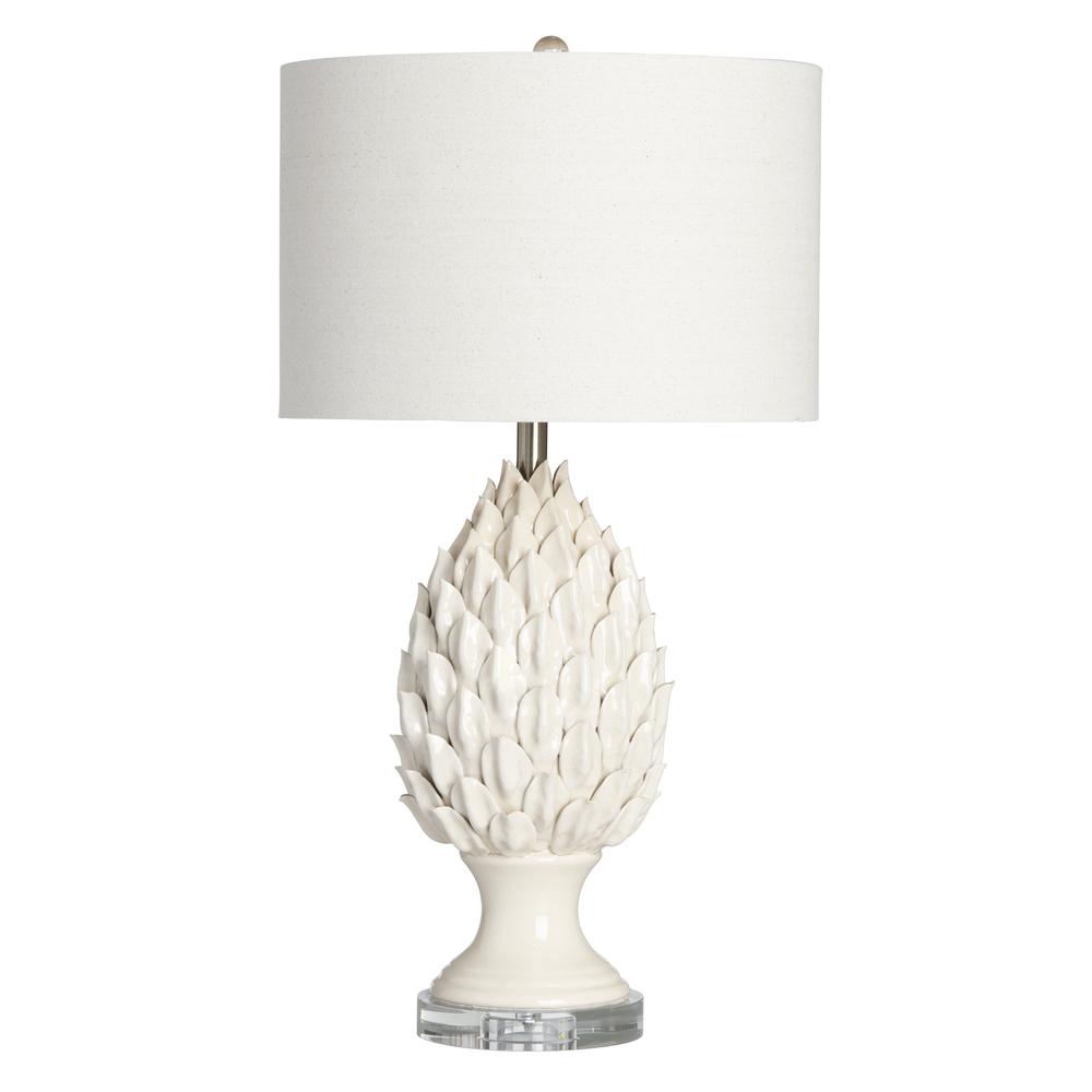 Crestview Collection 31.25'' Table Lamp, White & Cream, Ceramic Body & Crystal Base
