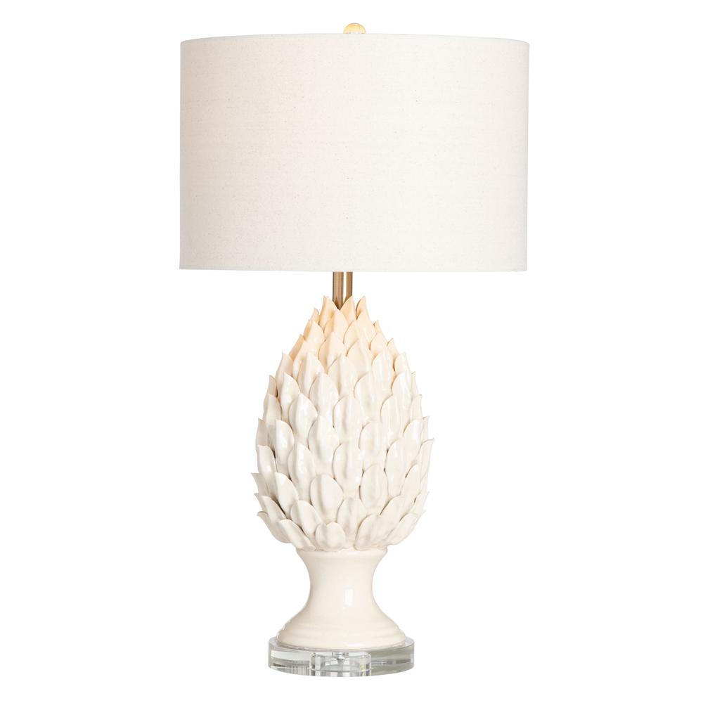 Crestview Collection 31.25'' Table Lamp, White & Cream, Ceramic Body & Crystal Base