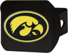 Iowa Hawkeyes Hitch Cover Color Emblem on Black - Logo Brands