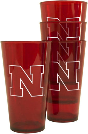 Nebraska Cornhuskers Glass 16oz Pint Plastic 4 Pack -