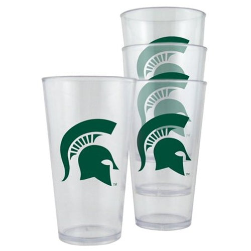 Michigan State Spartans Glass 16oz Pint Plastic 4 Pack -