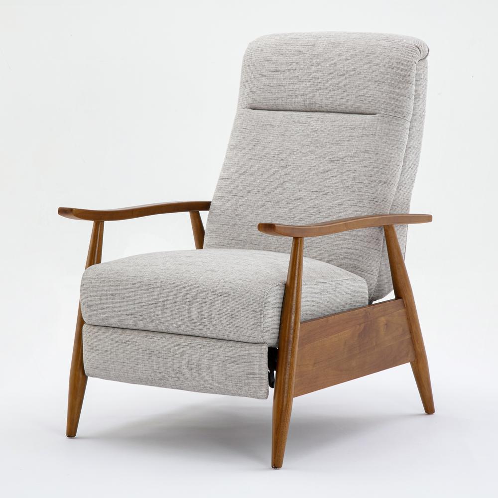 Terni Wood Arm Push Back Recliner in Performance Fabric - Sea Oat - Comfort Pointe