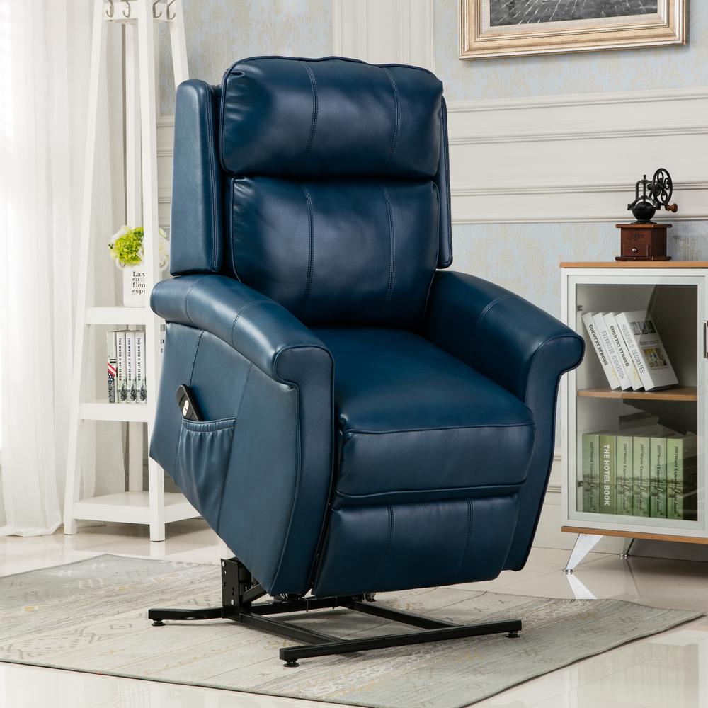 Lehman Navy Blue Traditional Lift Chair - Comfort Pointe