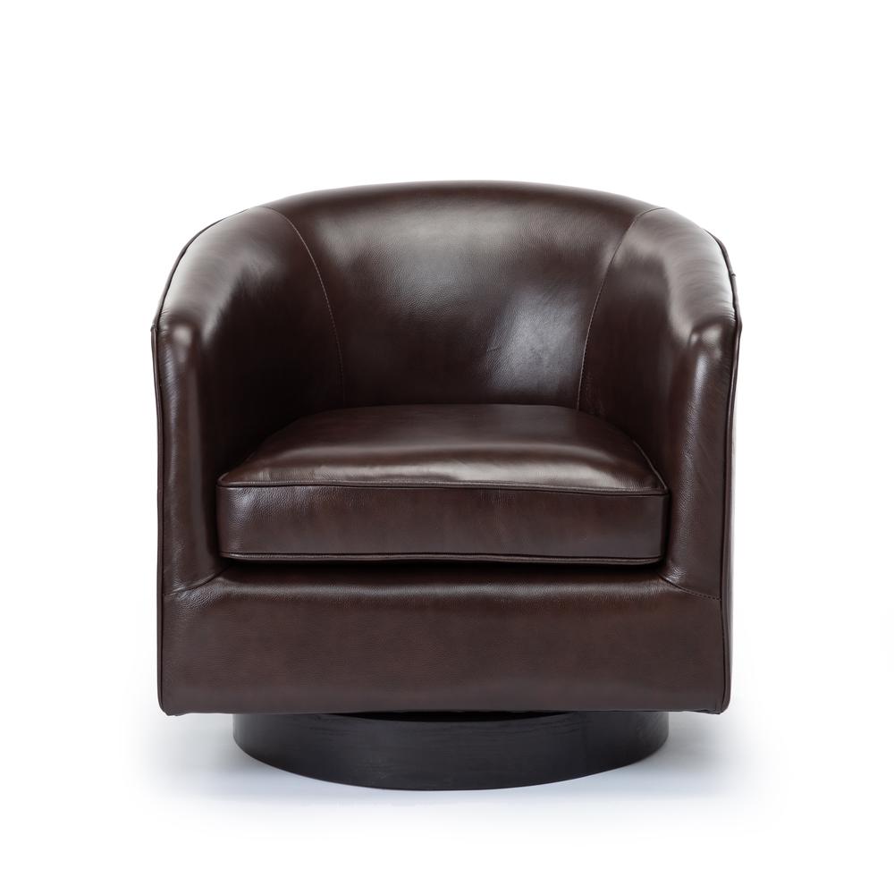 Turner Brown Top Grain Leather Swivel Chair - Comfort Pointe