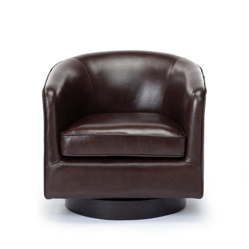 Turner Brown Top Grain Leather Swivel Chair - Comfort Pointe