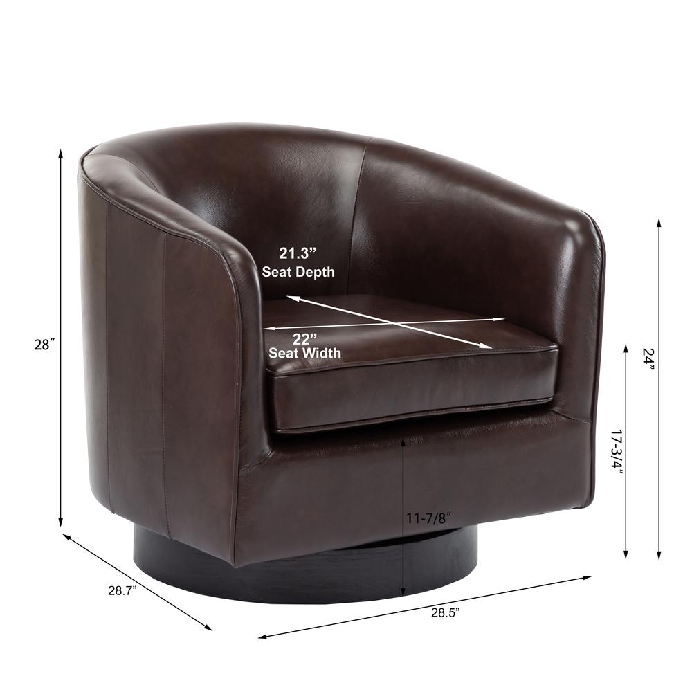 Turner Brown Top Grain Leather Swivel Chair - Comfort Pointe