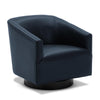 Gaven Midnight Blue Wood Base Swivel Chair - Comfort Pointe