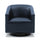 Gaven Midnight Blue Wood Base Swivel Chair - Comfort Pointe