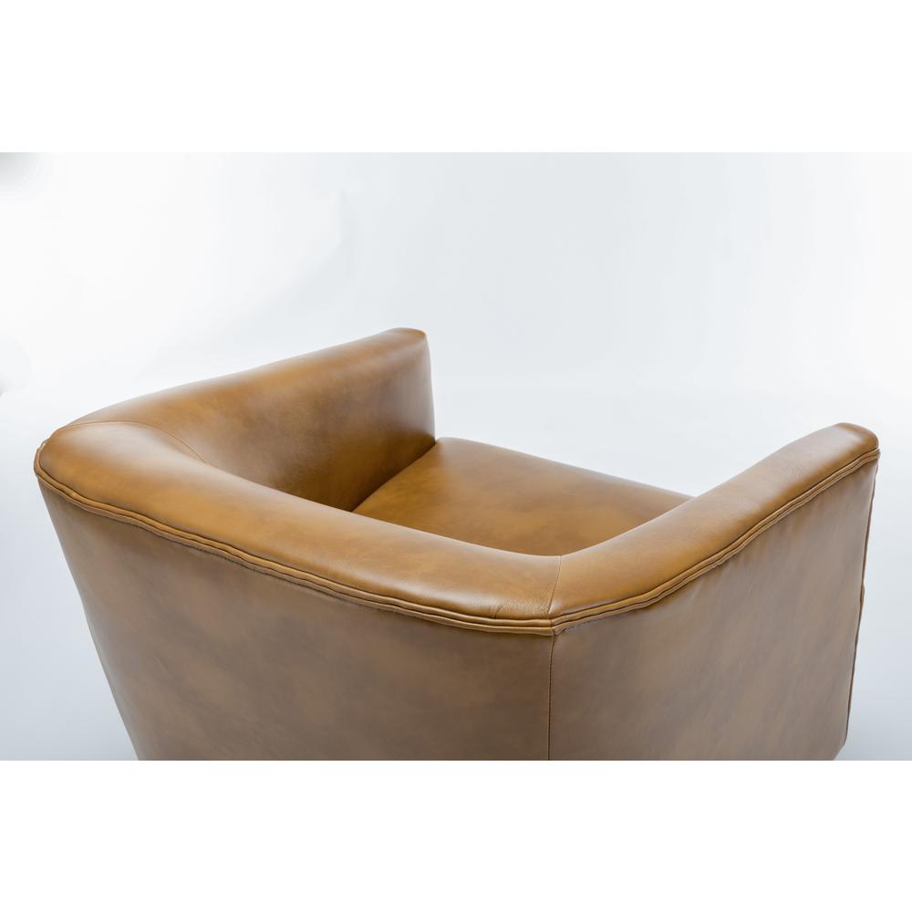 Gaven Camel Wood Base Swivel Chair - Comfort Pointe