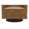 Gaven Camel Wood Base Swivel Chair - Comfort Pointe