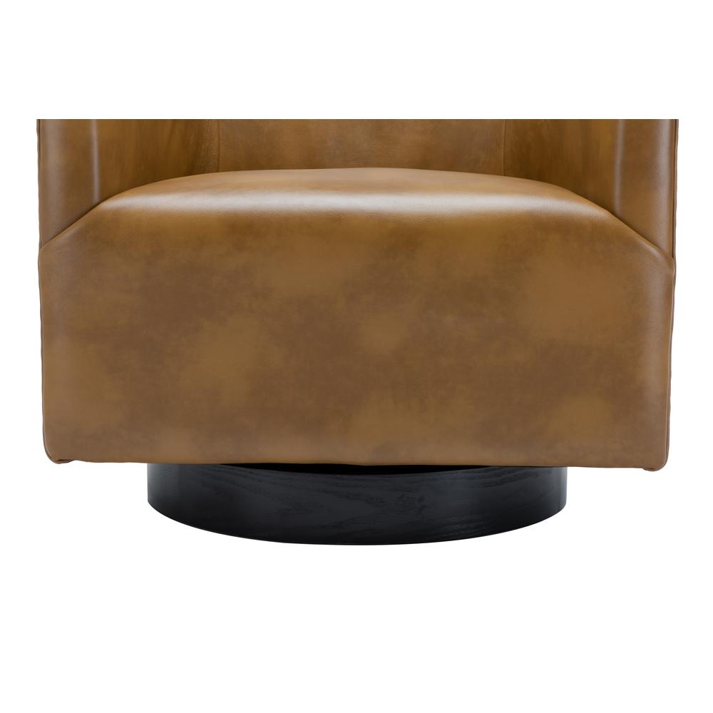 Gaven Camel Wood Base Swivel Chair - Comfort Pointe
