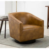 Gaven Camel Wood Base Swivel Chair - Comfort Pointe
