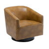 Gaven Camel Wood Base Swivel Chair - Comfort Pointe