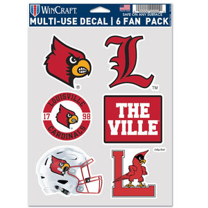Louisville Cardinals Decal Multi Use Fan 6 Pack - WinCraft